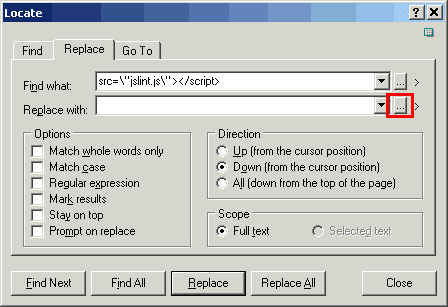  Replace dialog 